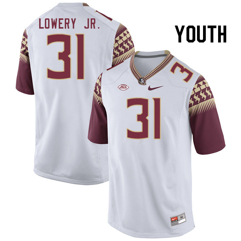 Youth #31 Solomon Lowery Jr. Florida State Seminoles College Football Jerseys Stitched Sale-White
